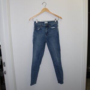 Loft Side Frayed High Rise Skinny Jeans